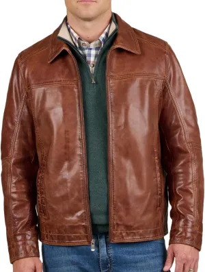 Polo Collar Premium Leather Jacket Men - Classic Style Everyday Wear Real Lambskin Mens Leather Jackets