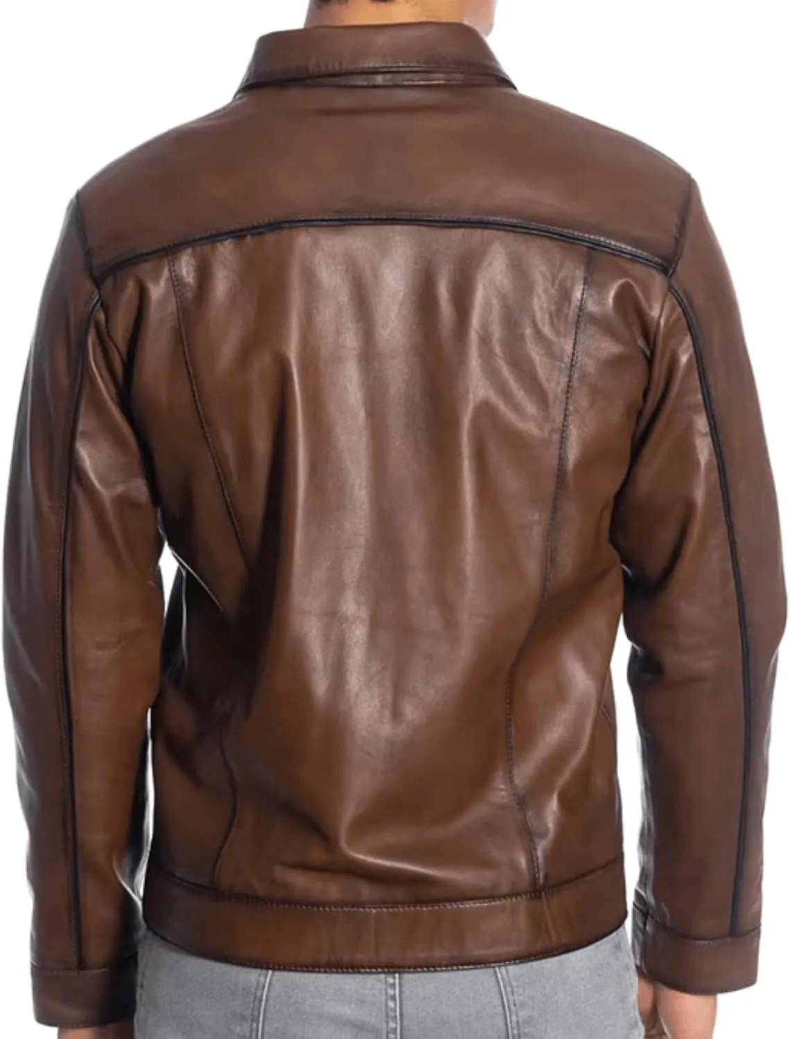 Polo Collar Premium Leather Jacket Men - Classic Style Everyday Wear Real Lambskin Mens Leather Jackets