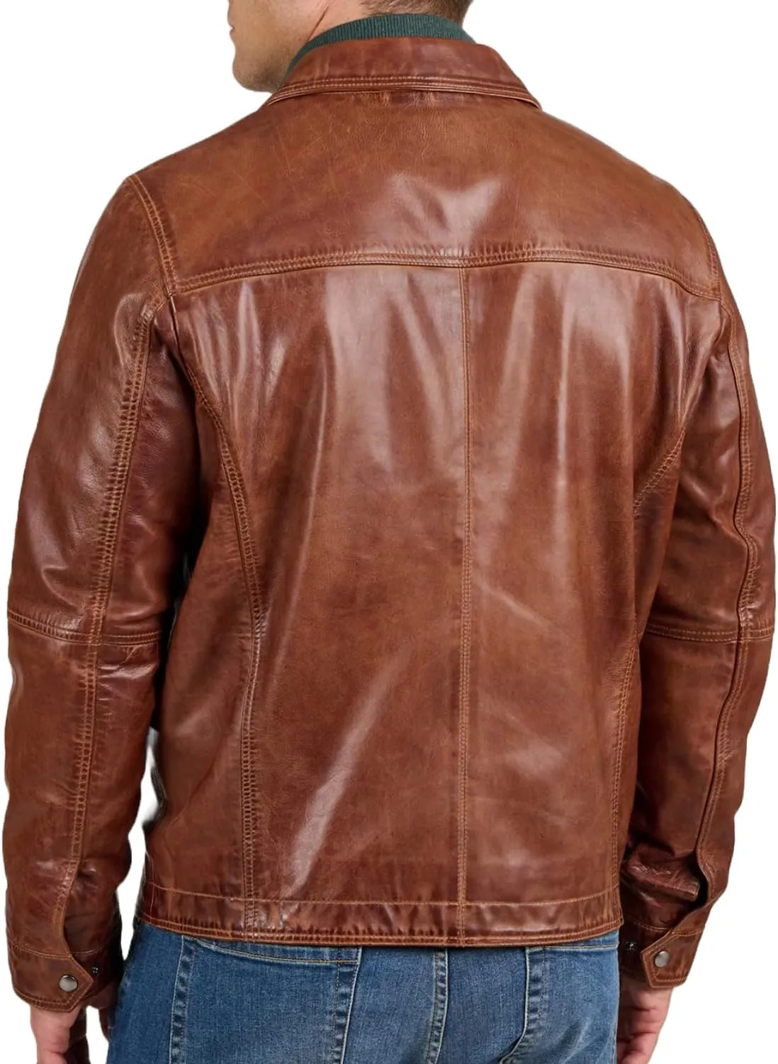 Polo Collar Premium Leather Jacket Men - Classic Style Everyday Wear Real Lambskin Mens Leather Jackets