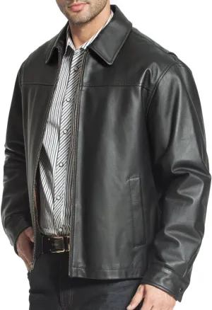 Polo Collar Premium Leather Jacket Men - Classic Style Everyday Wear Real Lambskin Mens Leather Jackets