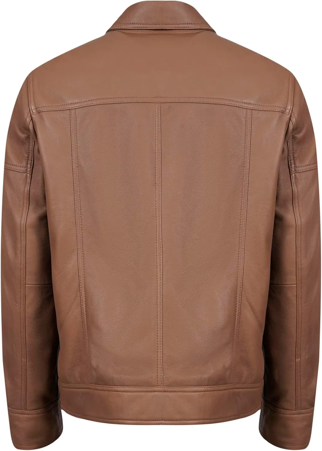Polo Collar Premium Leather Jacket Men - Old School Classic Style Everyday Wear Real Lambskin Mens Leather Jacket