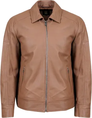 Polo Collar Premium Leather Jacket Men - Old School Classic Style Everyday Wear Real Lambskin Mens Leather Jacket