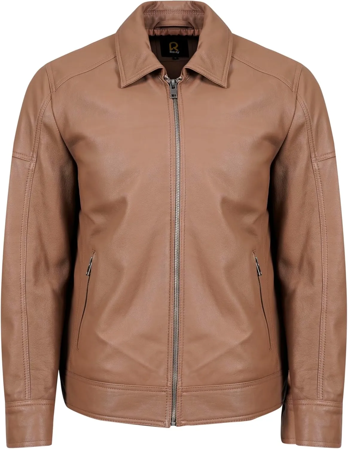 Polo Collar Premium Leather Jacket Men - Old School Classic Style Everyday Wear Real Lambskin Mens Leather Jacket