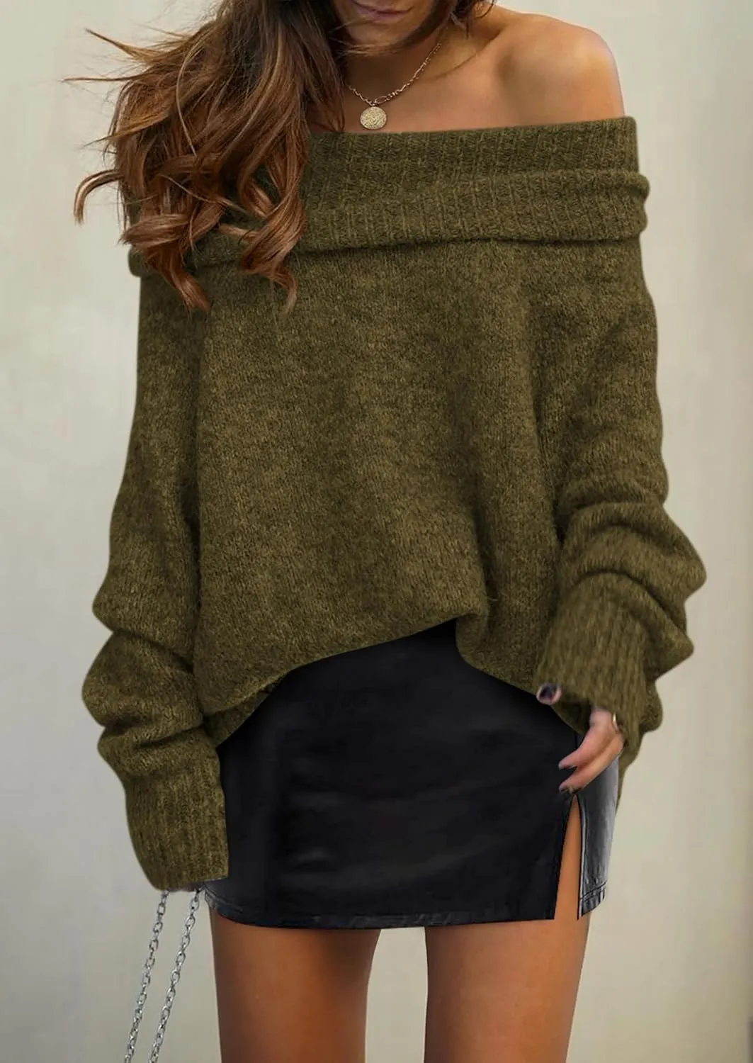PRETTYGARDEN Women's Sweaters Spring Off The Shoulder Long Sleeve Top 2025 Outfits Loose Knitted Winter Pullover