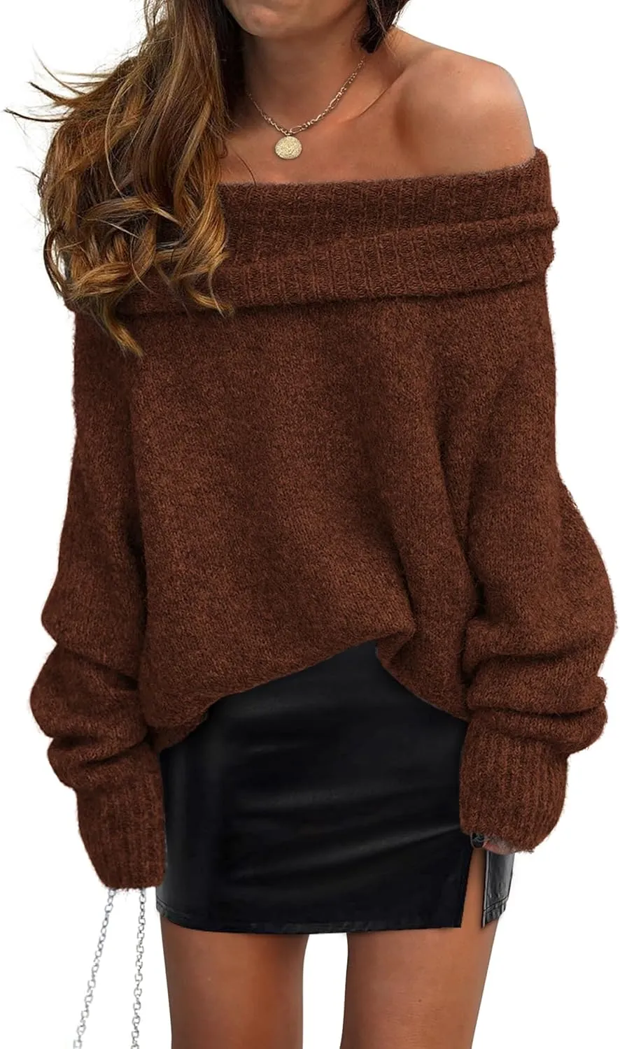 PRETTYGARDEN Women's Sweaters Spring Off The Shoulder Long Sleeve Top 2025 Outfits Loose Knitted Winter Pullover