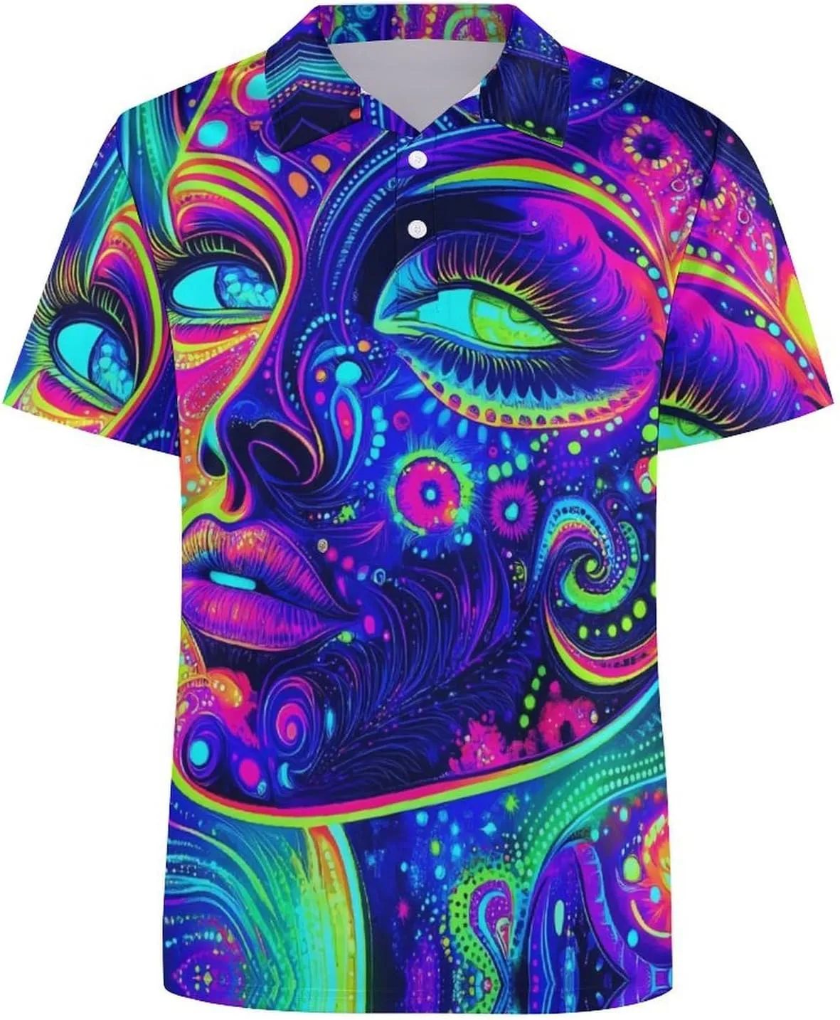 Psychedelic Woman Slim Fit Men's Short Sleeve Polo Shirts Quick-Dry Breathable Golf T-Shirt Tops