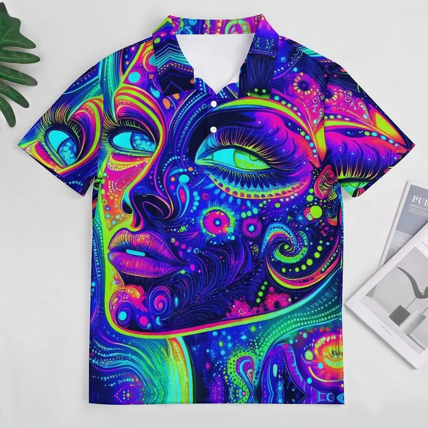 Psychedelic Woman Slim Fit Men's Short Sleeve Polo Shirts Quick-Dry Breathable Golf T-Shirt Tops