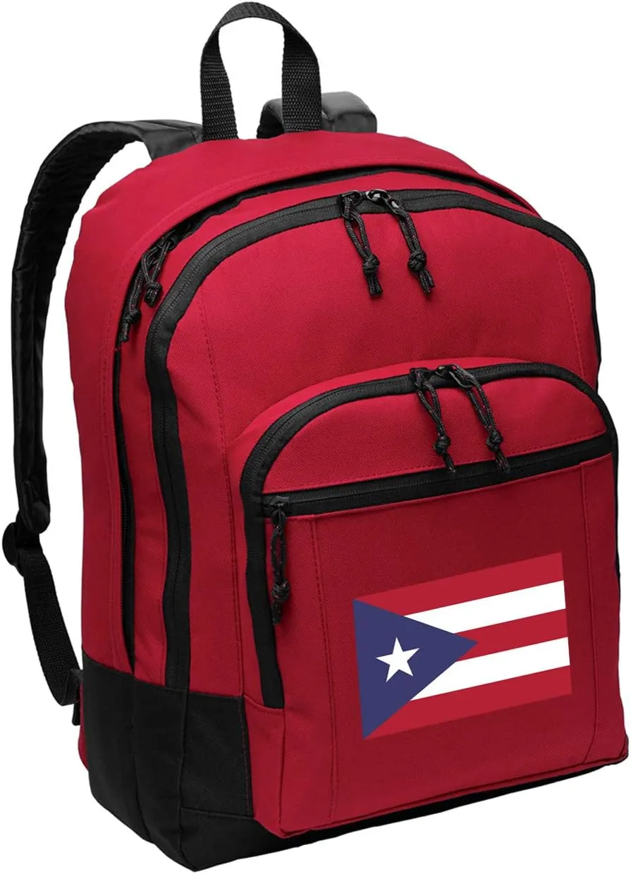 Puerto Rico Flag Backpack MEDIUM CLASSIC Style With Laptop Sleeve