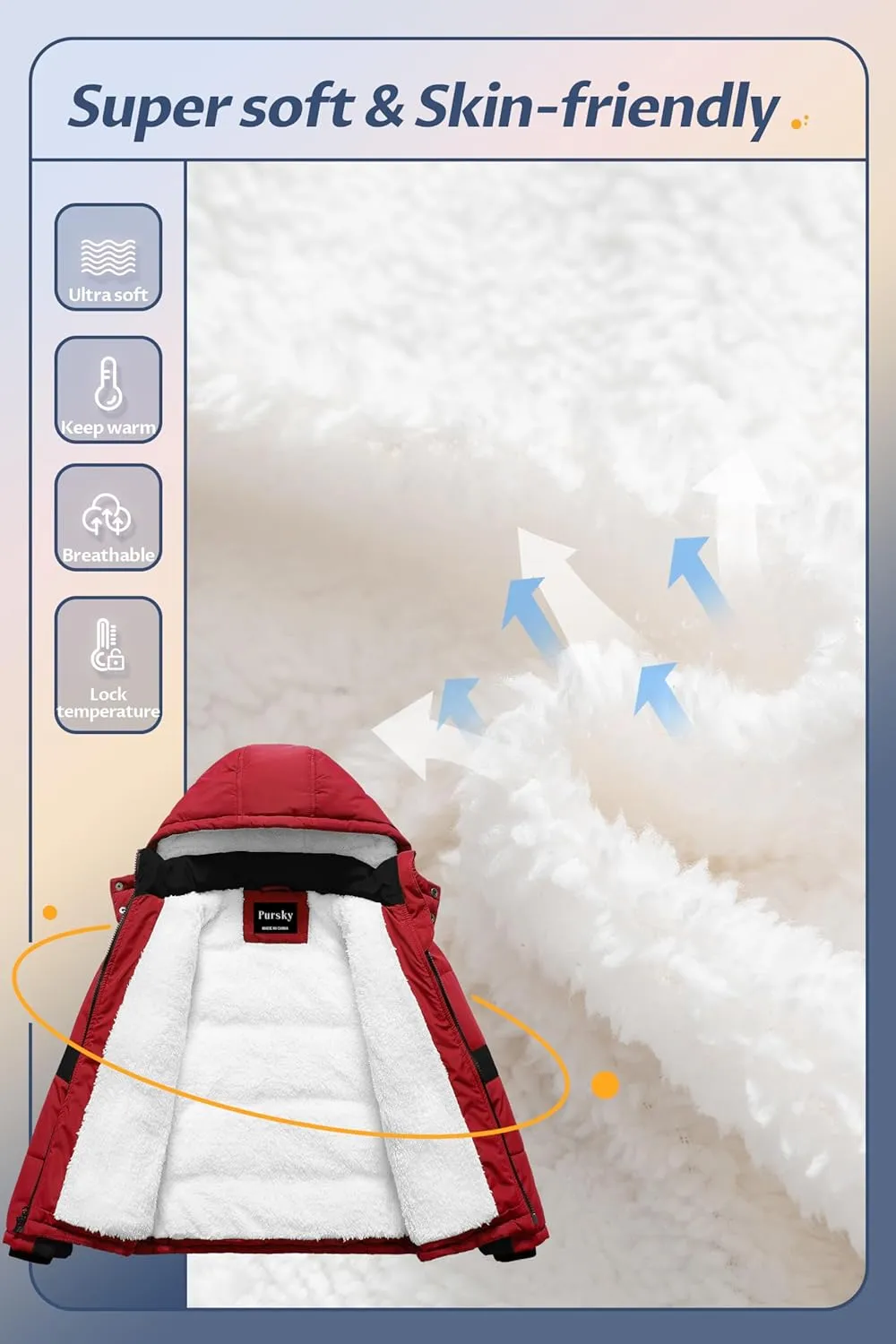 Pursky Boy's Warm Winter Coat Water Resistant Sherpa Outerwear Puffer Jackets With Removable Furry Hood
