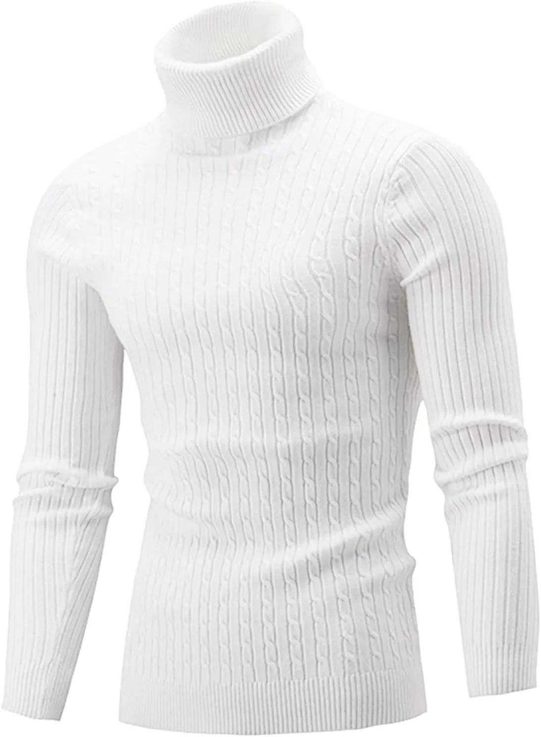 QZH.DUAO Men's Casual Slim Fit Turtleneck Pullover Sweaters Tops with Twist Patterned