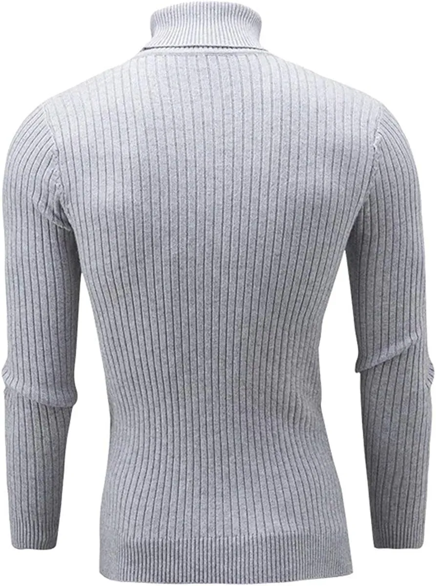 QZH.DUAO Men's Casual Slim Fit Turtleneck Pullover Sweaters Tops with Twist Patterned