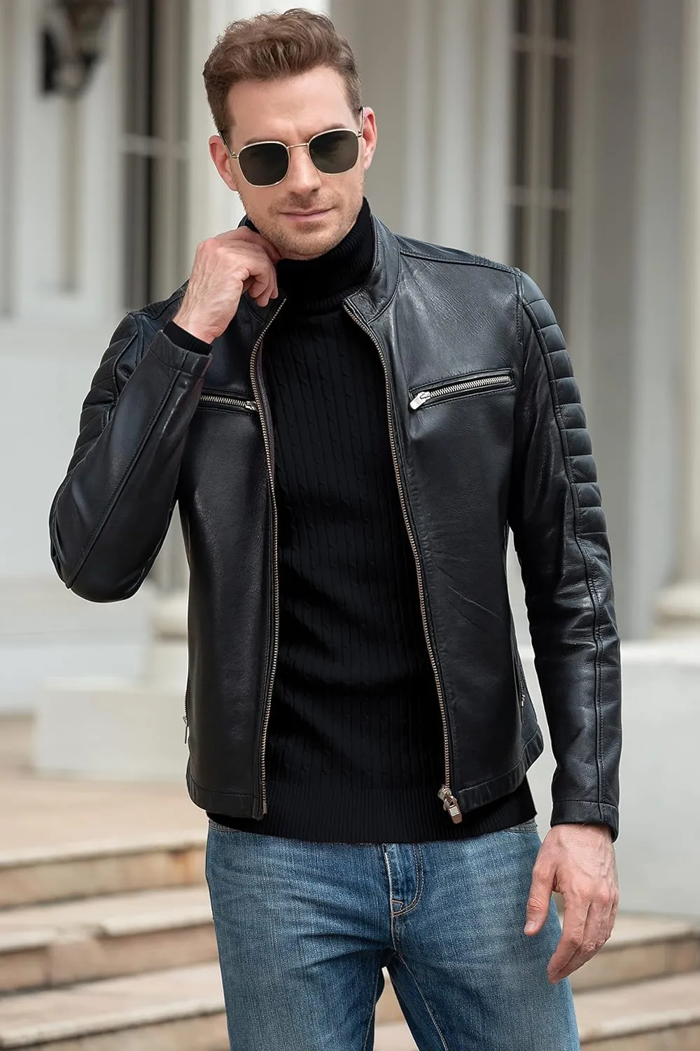 QZH.DUAO Men's Casual Slim Fit Turtleneck Pullover Sweaters Tops with Twist Patterned