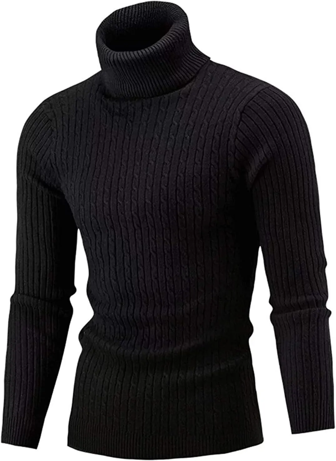 QZH.DUAO Men's Casual Slim Fit Turtleneck Pullover Sweaters Tops with Twist Patterned