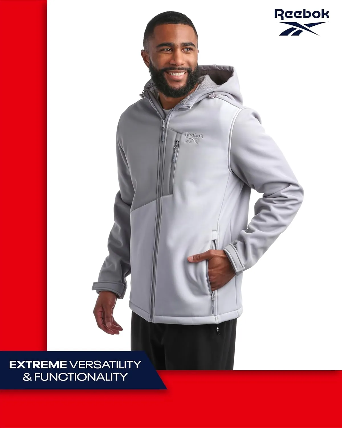 Reebok Men's Jacket - Weather Resistant Fleece Lined Softshell Jacket Coat - Lightweight Casual Coat for Men (M-XXL)