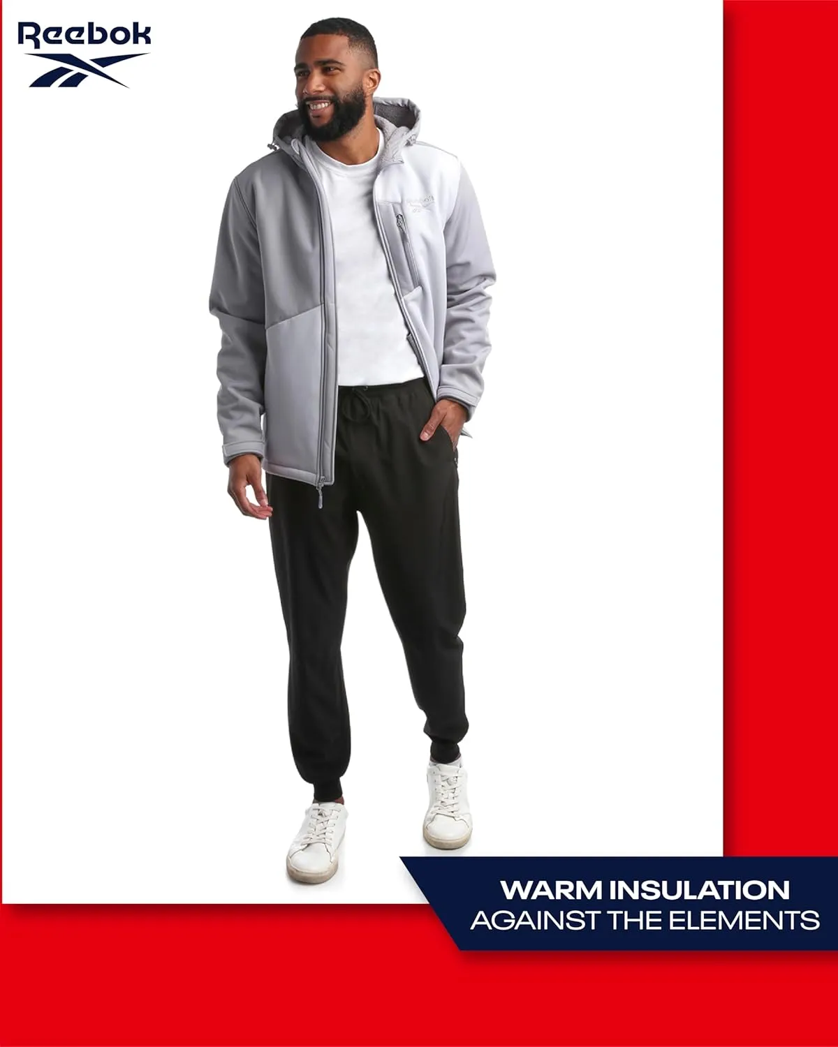 Reebok Men's Jacket - Weather Resistant Fleece Lined Softshell Jacket Coat - Lightweight Casual Coat for Men (M-XXL)