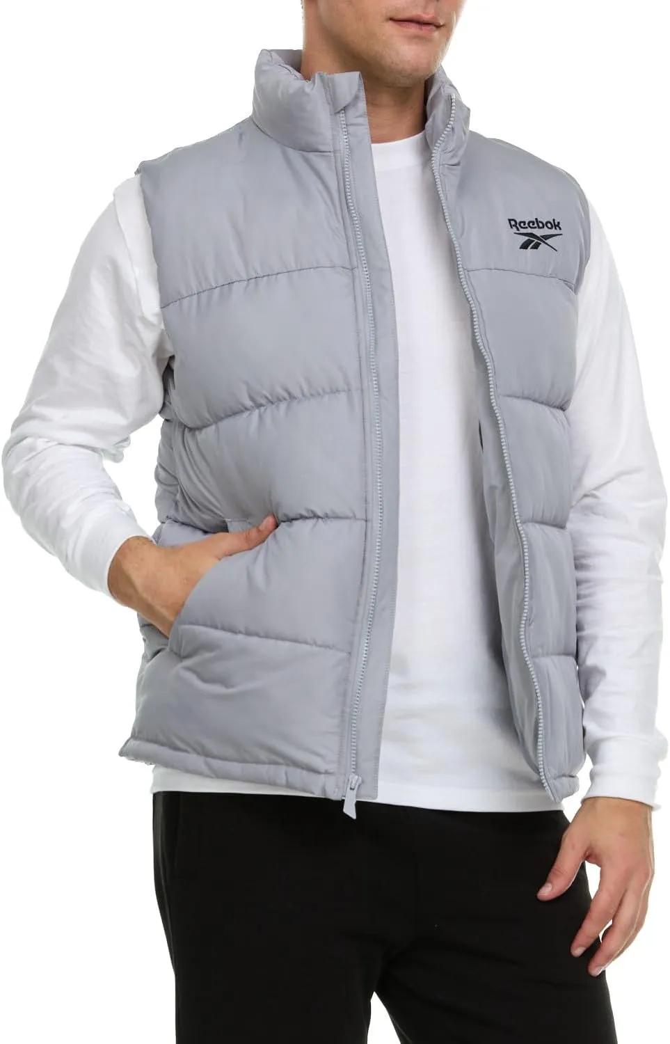Reebok Mens Puffer Vest for Winter, Lightweight Down Alternative, Men's Outerwear Vests, Winter Vest for Men, Puffy Vest