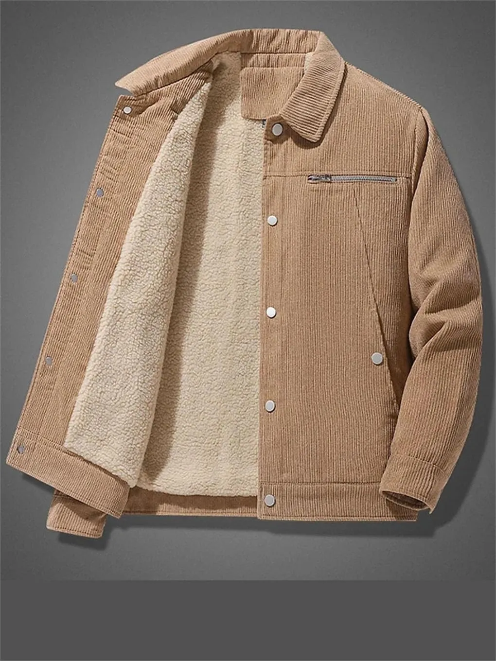 Rfmfkkg Men'S Corduroy Winter Thick Warm Coat Men Jacket Cotton-Padded Lamb Jacket