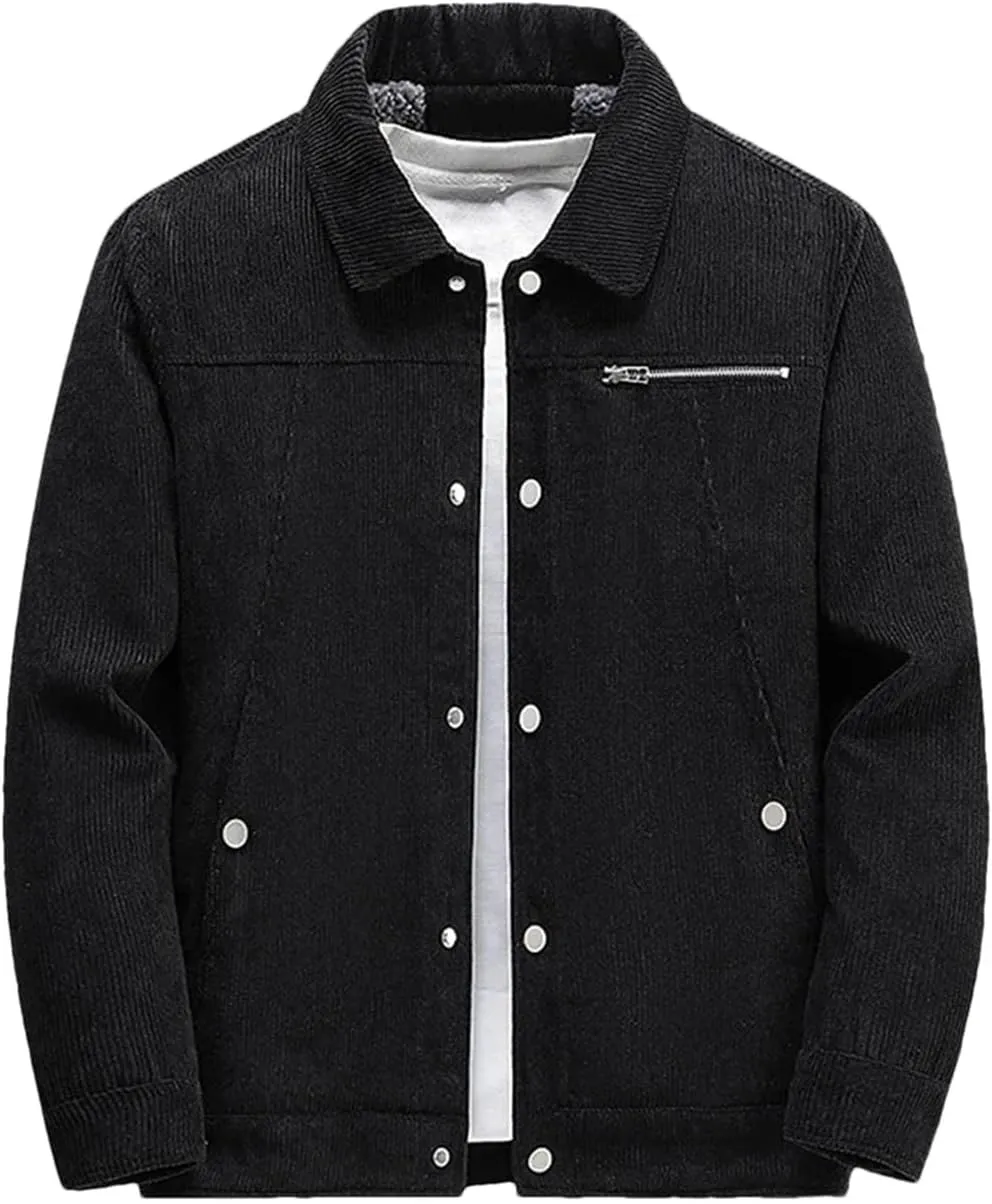Rfmfkkg Men'S Corduroy Winter Thick Warm Coat Men Jacket Cotton-Padded Lamb Jacket