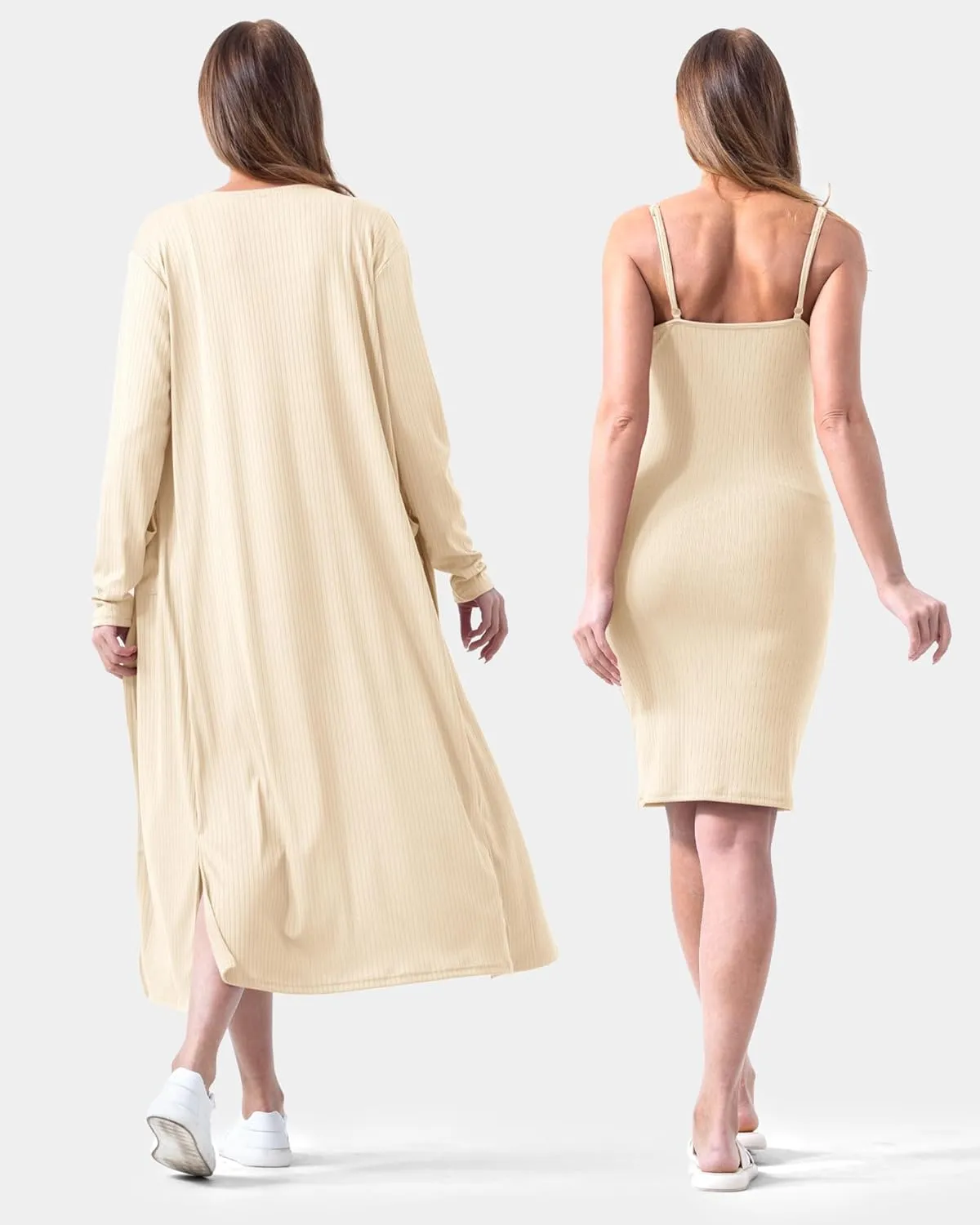Rnxrbb 2 Piece Fall Adjustable Maternity Dress Cardigan Bodycon Long Sleeve Maternity Dresses Baby Shower Wedding Guest