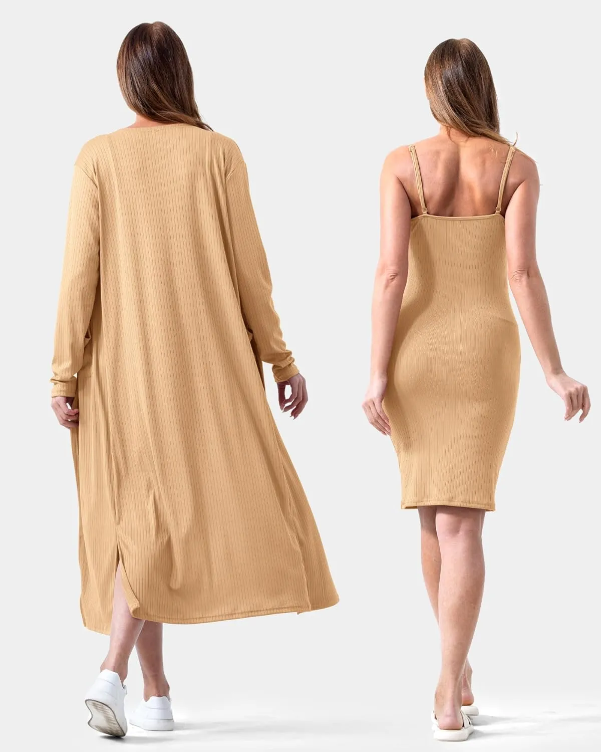Rnxrbb 2 Piece Fall Adjustable Maternity Dress Cardigan Bodycon Long Sleeve Maternity Dresses Baby Shower Wedding Guest
