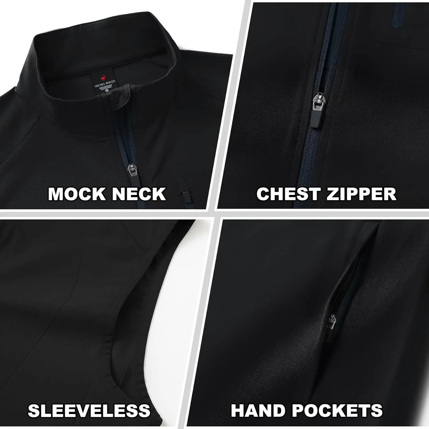 Rouen Mens Vests Outerwear Performance Lightweight Sleeveless Jacket Windproof Softshell Vests Sports Golf Vest for Men