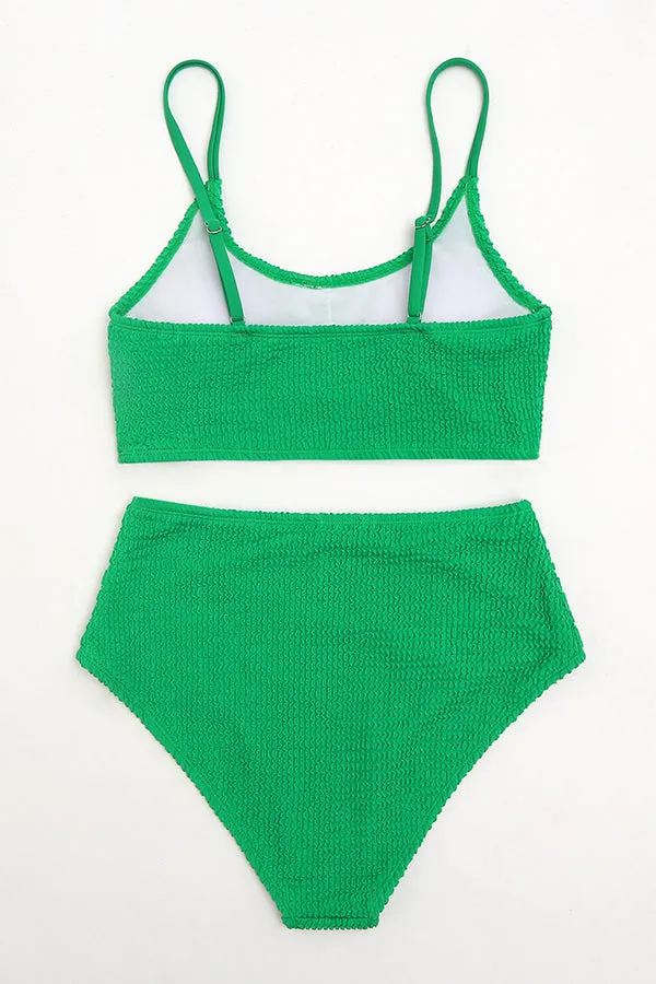 Sea of Hearts Textured High Waist Bikini Swimsuit