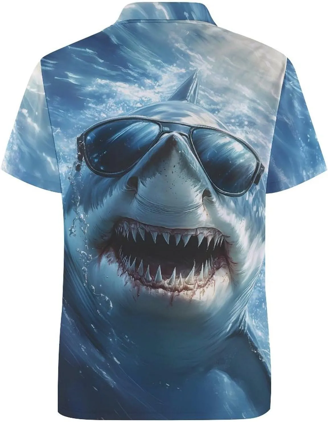 Shark with Glasses Slim Fit Men's Short Sleeve Polo Shirts Quick-Dry Breathable Golf T-Shirt Tops