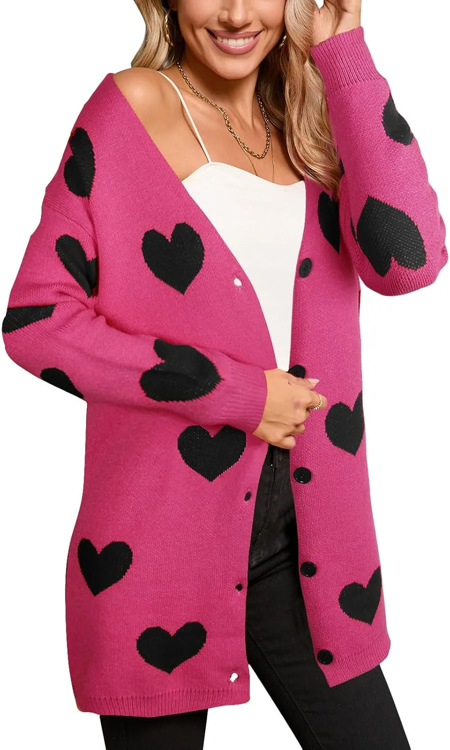 shermie Women's Button Down Cardigan Sweaters Long Sleeve Loose Casual Knit Pattern Outwear Cardigan