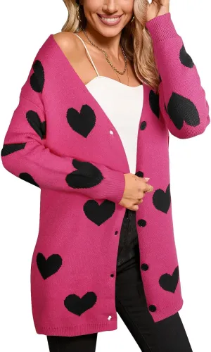 shermie Women's Button Down Cardigan Sweaters Long Sleeve Loose Casual Knit Pattern Outwear Cardigan