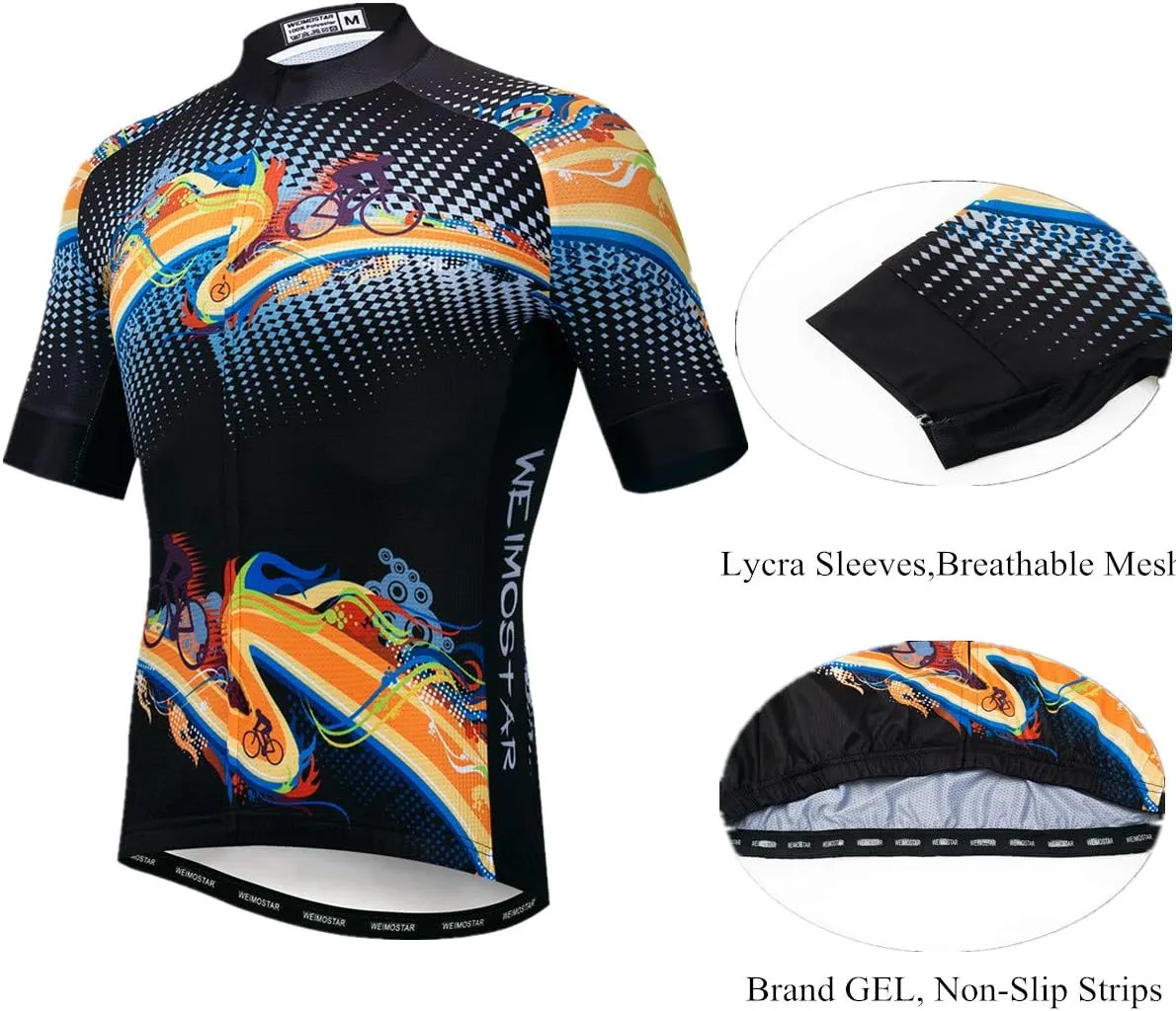 Short Sleeve Cycling Jersey Men, Summer Bike Shirt for Male,Breathable Quick Dry Bicycle Tops S-3XL