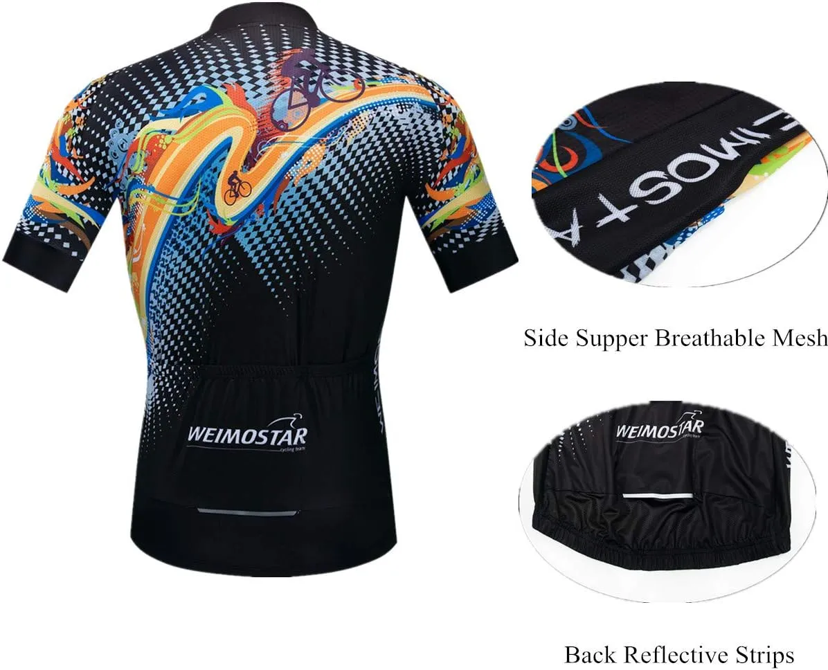 Short Sleeve Cycling Jersey Men, Summer Bike Shirt for Male,Breathable Quick Dry Bicycle Tops S-3XL