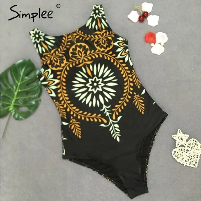 Simplee Retro print one-piece women