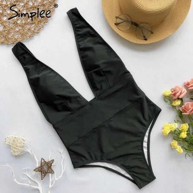 Simplee Sexy red one piece women
