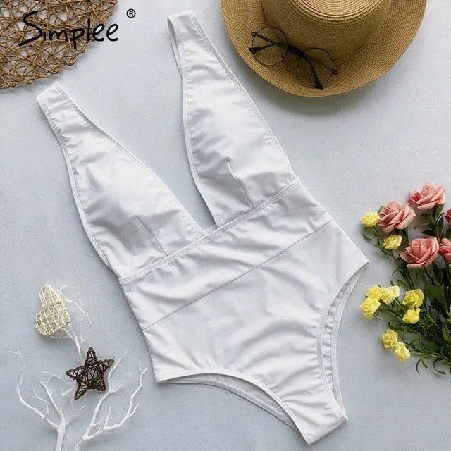 Simplee Sexy red one piece women