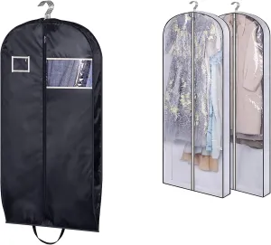 SLEEPING LAMB Water Resistant Suit Bags for Men Travel and 60'' Gusseted Garment Bags for Closet Storage Clear Dress Bag for Gowns, 2 Packs