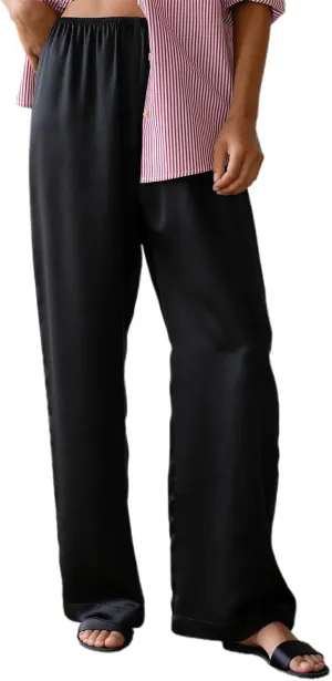 SOLILOQUY Women Y2K Satin Wide Leg Pants Casual Elastic High Waist Solid Loose Fit Lounge Pants Office Ladies Work Trousers