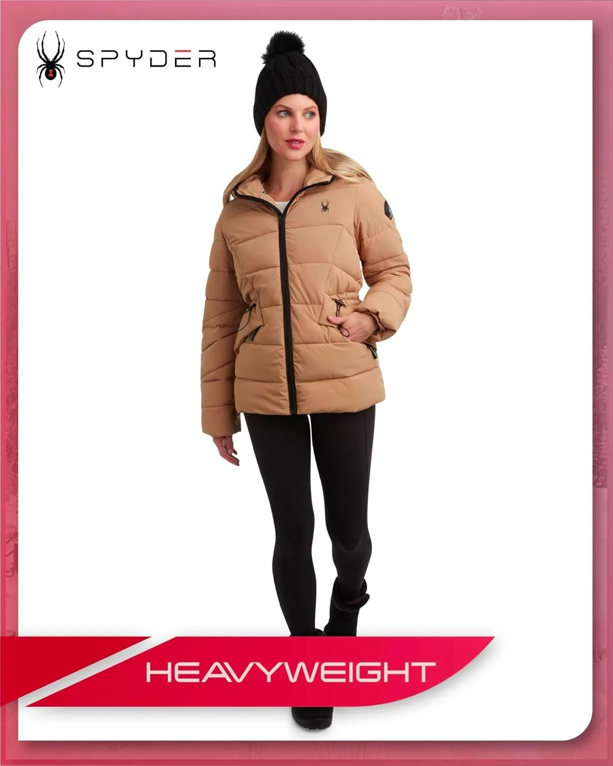 Spyder Women's Puffer Jacket - Water-Resistant Insulated Winter Coat with Cinched Waist - Womens Hooded Quilted Jacket (S-XL)