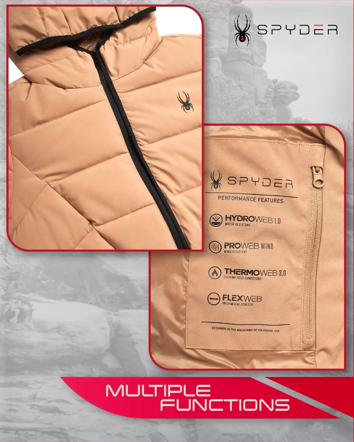 Spyder Women's Puffer Jacket - Water-Resistant Insulated Winter Coat with Cinched Waist - Womens Hooded Quilted Jacket (S-XL)
