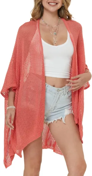 STARWHISPER Open Front Cardigans Crochet Coverups for Women Lightweight Cardigan Sweaters for Women Mesh Cardigan Sweaters