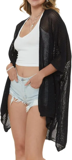 STARWHISPER Open Front Cardigans Crochet Coverups for Women Lightweight Cardigan Sweaters for Women Mesh Cardigan Sweaters