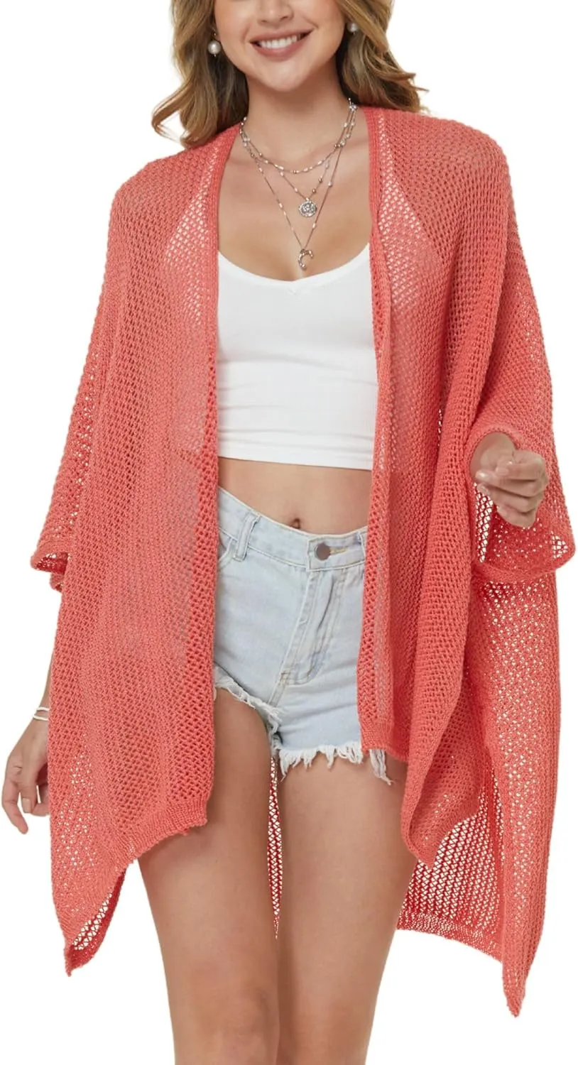 STARWHISPER Open Front Cardigans Crochet Coverups for Women Lightweight Cardigan Sweaters for Women Mesh Cardigan Sweaters