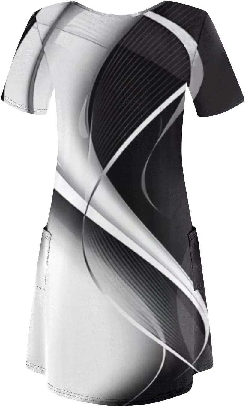 Summer Dresses for Women V Neck Short Sleeve Casual T Shirt Dress Beach Sundresses Swimsuit Coverup with Pockets