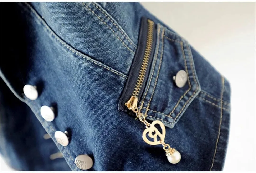 Summer Korean Slim Suit Collar Denim Vest Women Waistcoat Single Breasted Sleeveless Jacket Short Jeans Vests