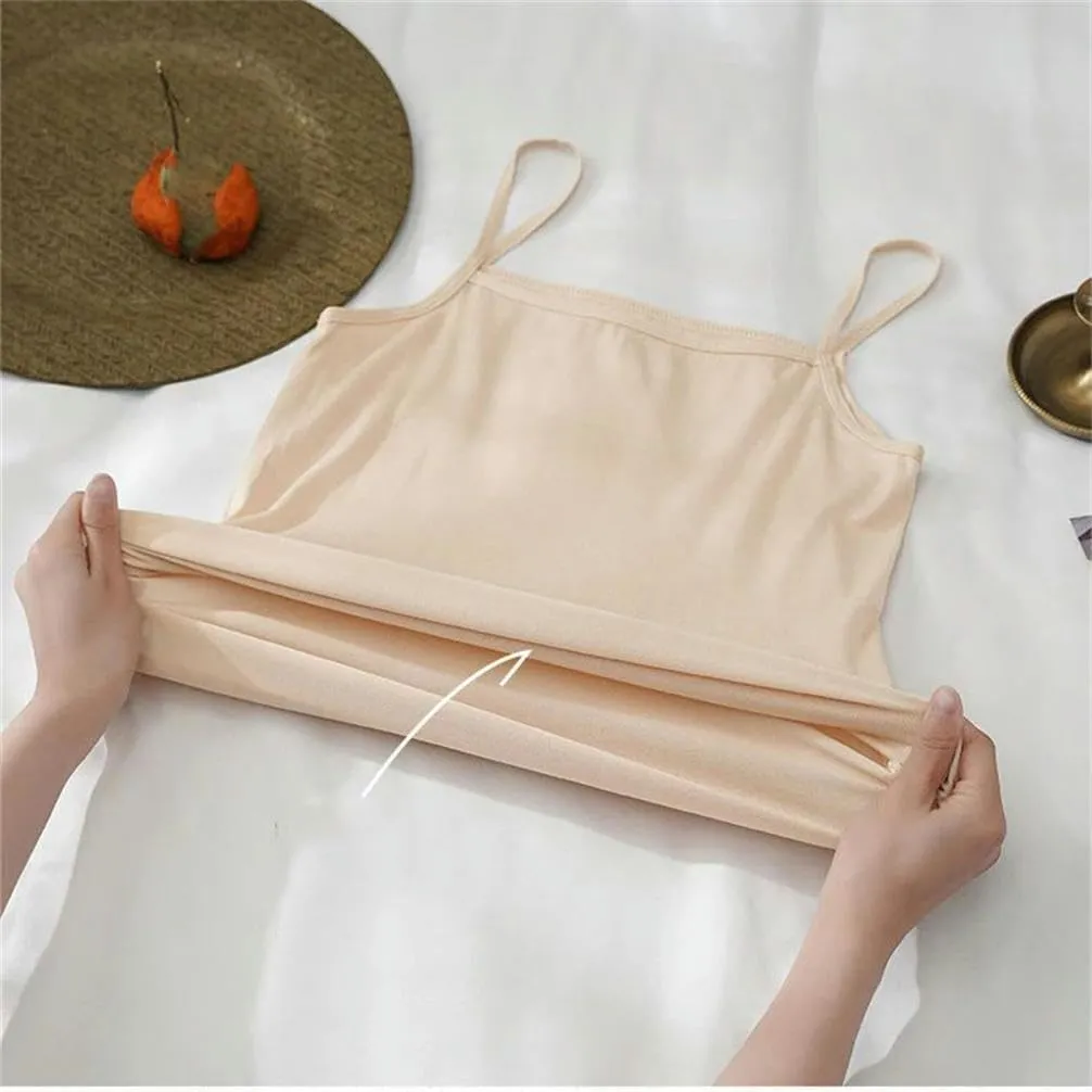 Summer Women's Cropped Tops Sleeveless Shirts Women's Spaghetti Straps Tight T-Shirt Breathable Sports Camisole