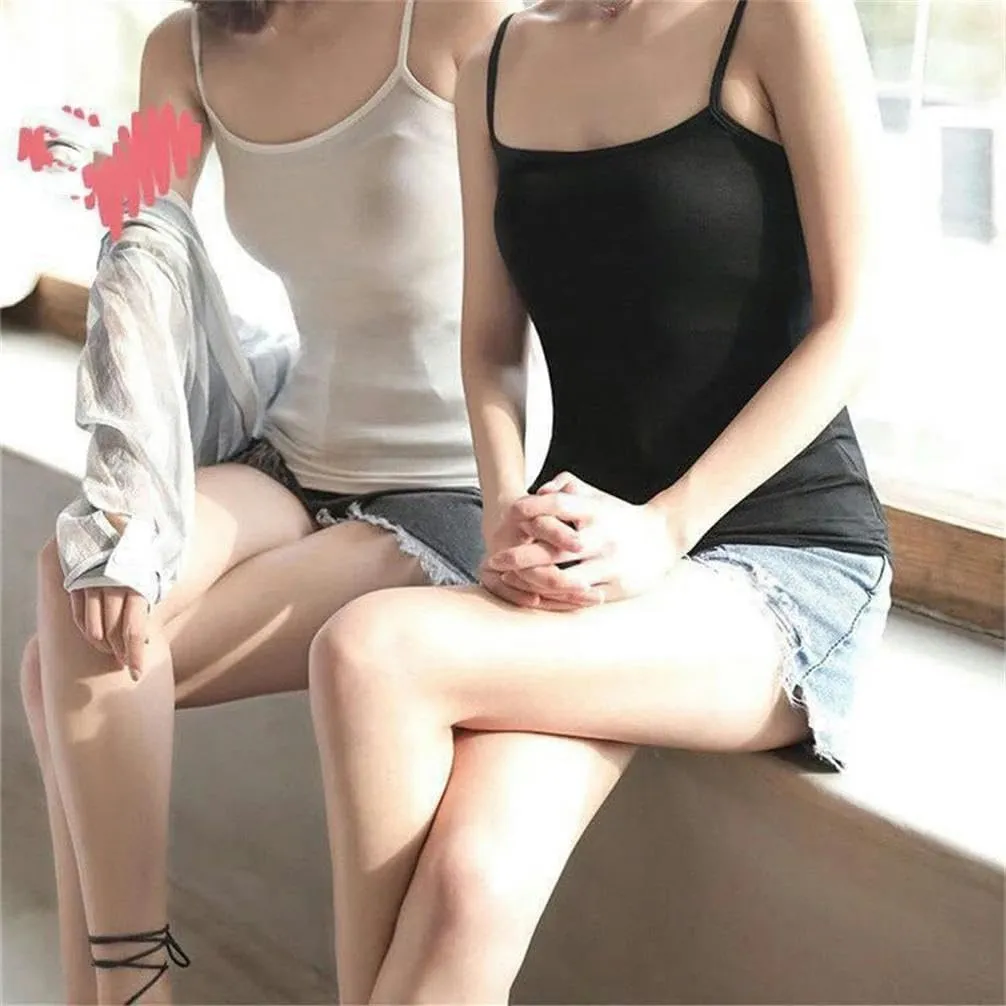 Summer Women's Cropped Tops Sleeveless Shirts Women's Spaghetti Straps Tight T-Shirt Breathable Sports Camisole