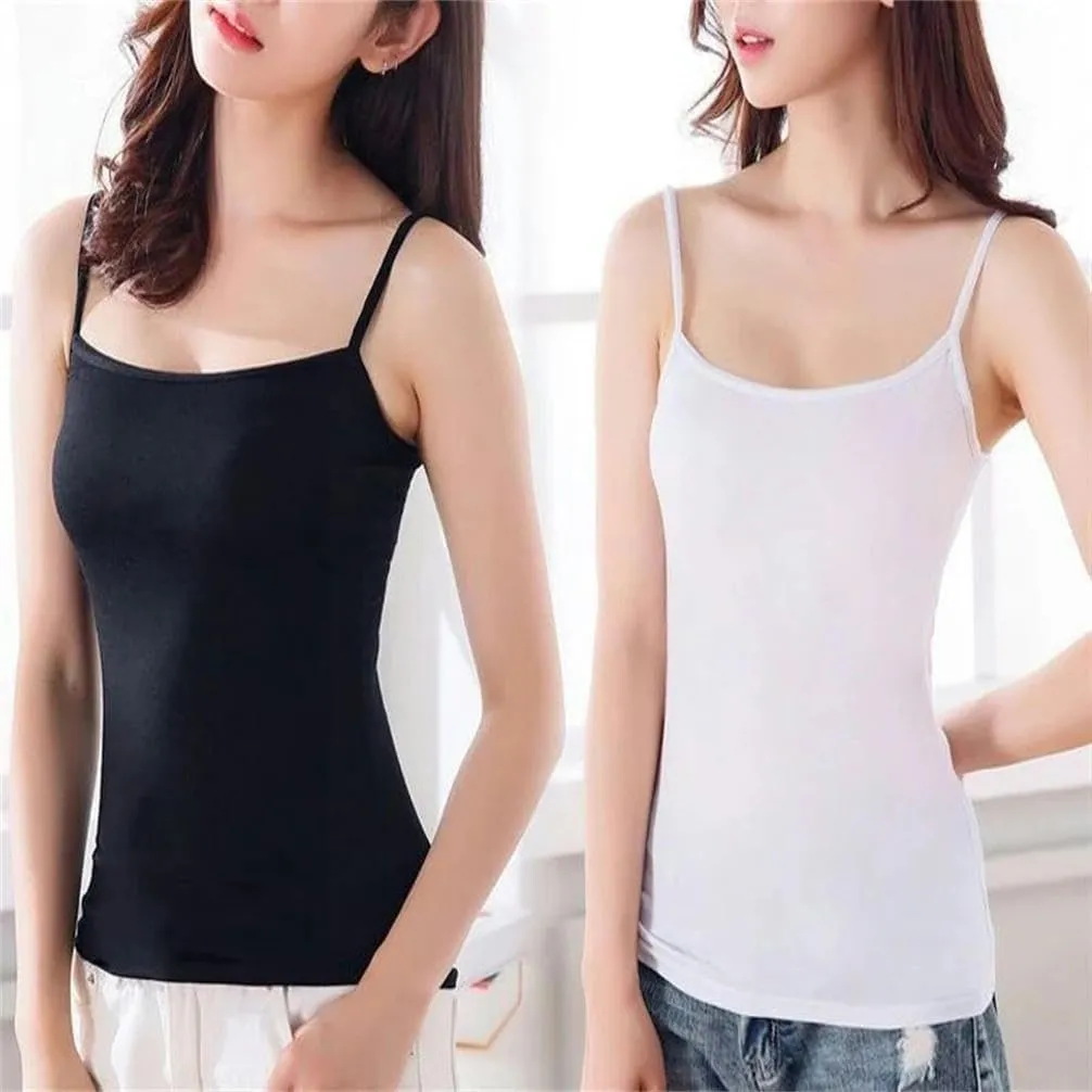 Summer Women's Cropped Tops Sleeveless Shirts Women's Spaghetti Straps Tight T-Shirt Breathable Sports Camisole