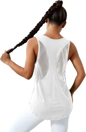 SweatyRocks Women's Activewear Sleeveless Scoop Neck Sports Tank Top Breathable Mesh Tops