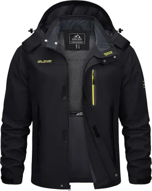TACVASEN Mens Rain Jackets Water Resistant With Hood Windbreaker Lightweight Zip Jacket Climbing Fishing with Pockets