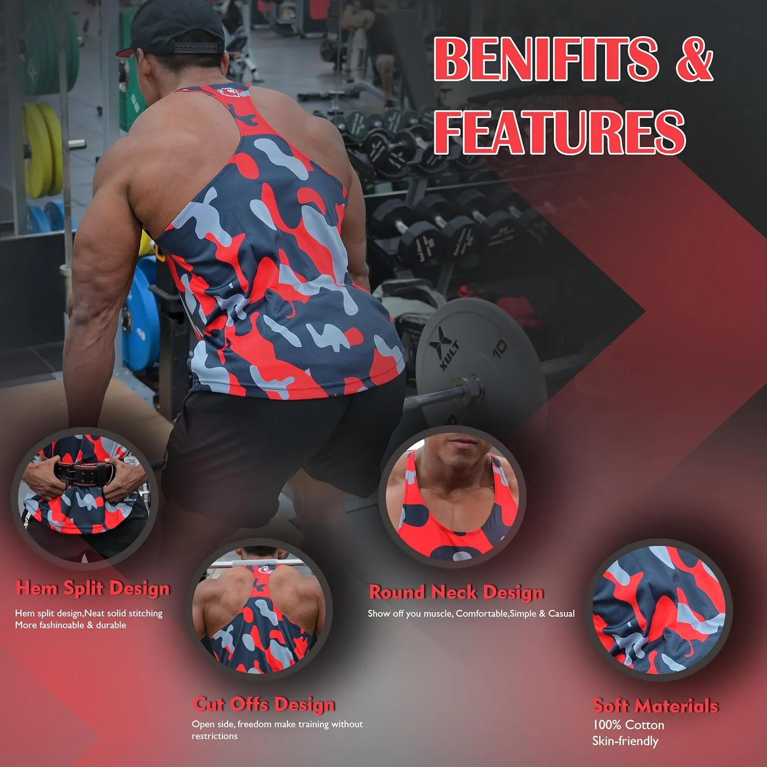 Tank Tops Men, Y-Back Muscle Mens Tank Top, Breathable, Dry Fit Sleeveless Shirts for Men, Bodybuilding Muscle Shirts for Men