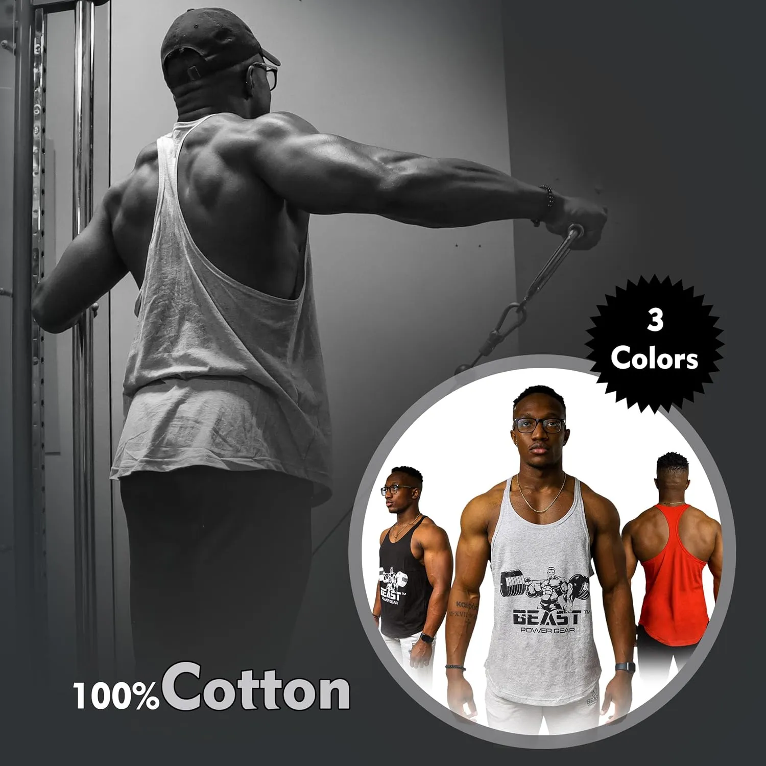 Tank Tops Men, Y-Back Muscle Mens Tank Top, Breathable, Dry Fit Sleeveless Shirts for Men, Bodybuilding Muscle Shirts for Men